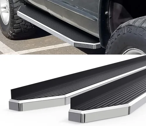 Vista 4 de HD Ridez Estribo de estilo plano de 6 pulgadas pulido compatible con Dodge Dakota 1999-2000 Quad Cab y Dodge Durango 1997-2000