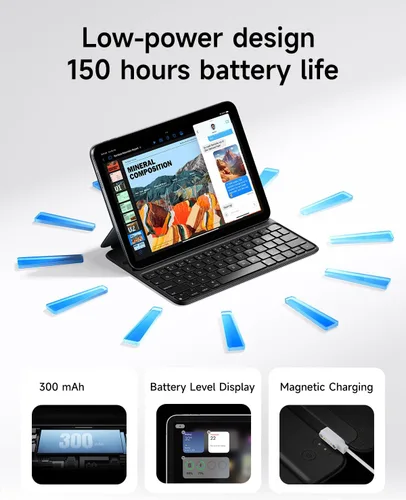 Vista 4 de HOU Funda con teclado para iPad de 10ª generación/iPad de 11ª generación de 11 pulgadas A16 2025 – Folio inteligente, ultra delgada, carga
