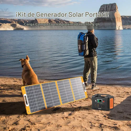 Vista 3 de Generador solar con panel solar incluido, FF Flashfish 151Wh estación de energía portátil + panel solar de 100 W (salida CC/USB-A/USB-C), batería