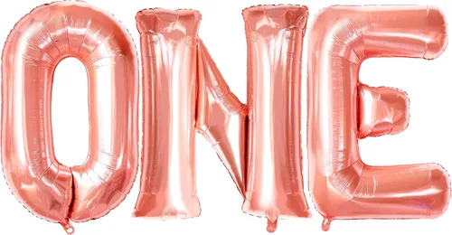 Vista 8 de KatchOn, Globo de oro rosa para el primer cumpleaños, 32 pulgadas, globo de oro rosa, globos número 1 para decoración de primer cumpleaños