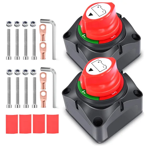 Vista 12 de Nilight Battery Disconnect Switch with Waterproof Key and Cover 12V 24V On Off Battery Master Isolator Cut Off Power Kill Switch for Car Marine Boat