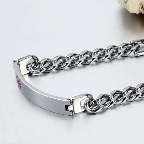 Vista 8 de Pulseras de identificación de alerta médica personalizadas para mujeres y hombres, pulseras médicas de emergencia para adultos, pulseras médicas