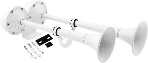 Vista 8 de Vixen Horns Claxon de Aire Fuerte y Potente con Trompetas Duales de Acero Inoxidable Marinas para Barcos/RV/Camiones 12V Negro VXH2112MAR-B