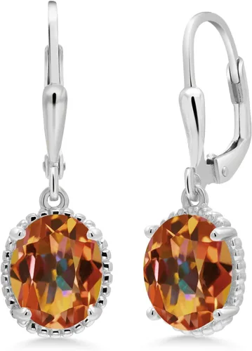 Vista 88 de Gem Stone King Aretes colgantes de gota para mujer, plata de ley 925, piedra natal ovalada de 0.354 x 0.276 in, joyería fina, regalos para ella