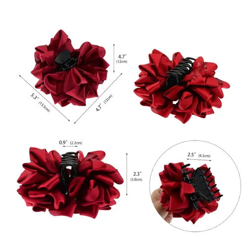 Vista 4 de Pinzas de mandíbula para el cabello con lazo de flores de seda, 4