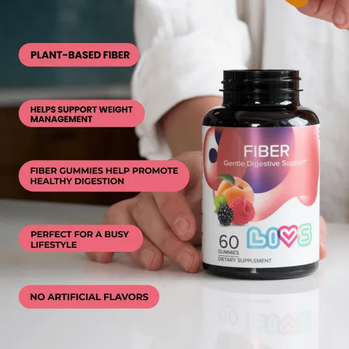 Vista 4 de LIVS Gomitas de fibra para adultos – Promueve el apoyo digestivo y la regularidad Salud intestinal y digestión suave Prebiótico a base