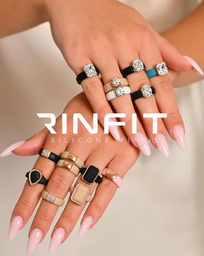 Vista 6 de Rinfit - Anillos de silicona para mujer - Anillo de compromiso en forma de pera de silicona - Alianzas de boda de goma para mujer - Diseño patentado