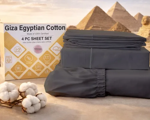 Vista 22 de MyGiza Sheets, Juego de sábanas 100% de algodón egipcio Giza, tamaño individual, para adaptarse a colchones de hasta 15 pulgadas de profundidad
