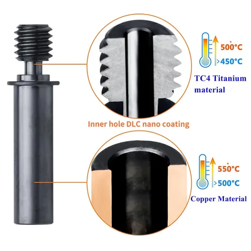 Vista 5 de POLISI3D Nano recubierto Ender 3 Neo Bimetálico Heatbreak Liso Titanio Cobre Garganta Todo Metal Compatible con Creality Ender 3 V2 Neo/Max Neo, CR6