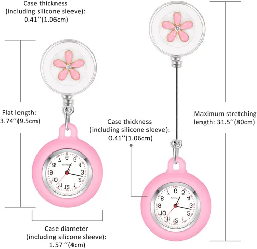 Vista 2 de Outus Reloj de enfermera de 4 piezas para enfermeras médicos, reloj de enfermera, broche de bolsillo, reloj digital