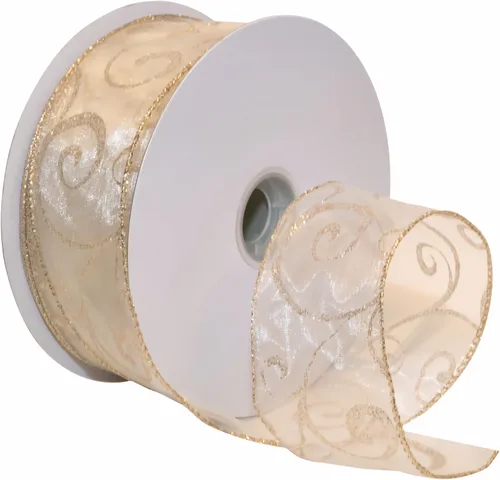 Vista 9 de Morex Ribbon Cintas transparentes con purpurina con espiral, cinta navideña para manualidades y decoraciones de Navidad, envoltura de regalos, 1.5