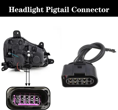 Vista 4 de Conector de coleta para faros delanteros Kenworth T680, conector de coleta de faro halógeno