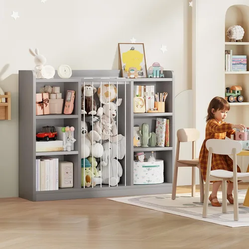 Vista 6 de Zoológico de animales de peluche para niños pequeños, organizador de almacenamiento de juguetes para sala de juegos, organizadores y almacenamiento