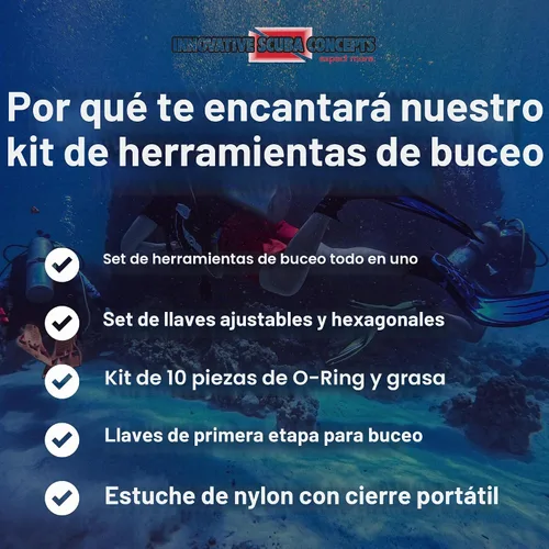 Vista 3 de Innovative Scuba Concepts Kit de herramientas de buceo de lujo, juego de herramientas de reparación de múltiples herramientas para buceo y buceo