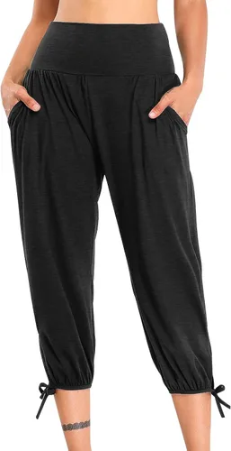 Vista 204 de Pantalones capri para mujer, estilo casual, de verano, elásticos, de cintura alta, pantalones de yoga, ajuste atlético, pantalones deportivos