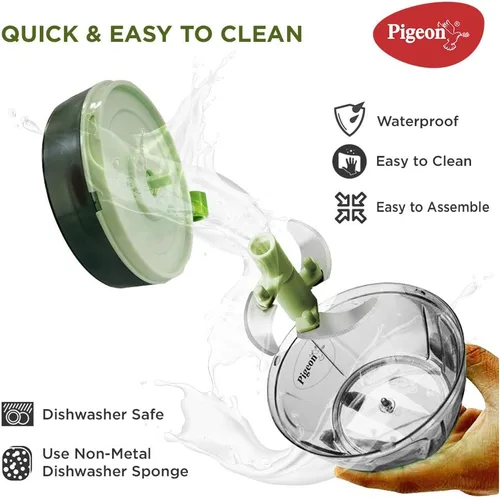 Vista 7 de Pigeon - Mini picadora profesional práctica y compacta con 3 cuchillas de acero inoxidable - Picadora de alimentos manual