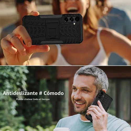 Vista 6 de para Samsung Galaxy A15 5G Funda con protector de pantalla de 2 paquetes, grado militar a prueba de golpes, cubierta acolchada resistente con Negro