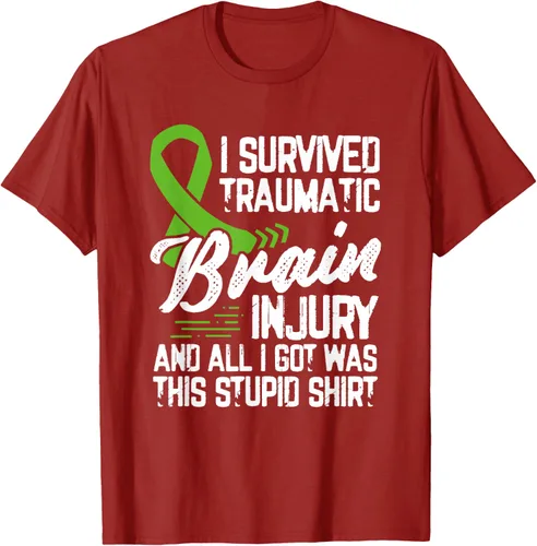 Vista 45 de Camiseta traumática con cinta verde para concienciación de lesiones cerebrales traumáticas I survived TBI, Negro, S