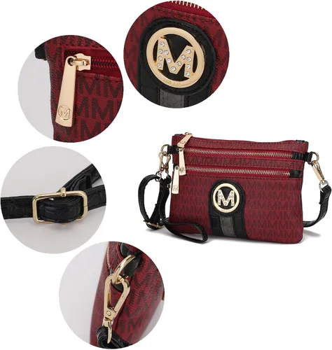 Vista 6 de MKF - Bolso cruzado para mujer, correa para la muñeca, bolso de hombro de piel sintética, bolso de bolsillo pequeño, color negro