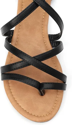 Vista 2 de Luffymomo - Sandalias de tiras cruzadas tipo gladiador, planas, estilo pescador para mujer