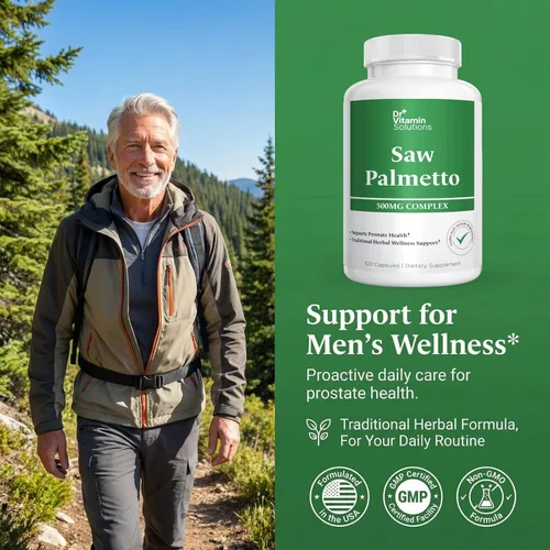 Vista 4 de Saw Palmetto para hombres 500 mg Suplemento de próstata, extracto del 45%