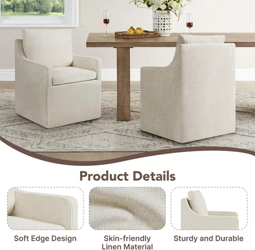 Vista 5 de KISLOT Juego de 1 sillas de comedor tapizadas con funda lavable