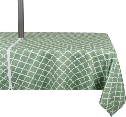 Vista 16 de Stripe Outdoor Tablecloth Water Resistant Polyester Fabric Table Cover with Zipper Umbrella Hole for Garden Patio Tabletop 60x84inch Rectangle,Black
