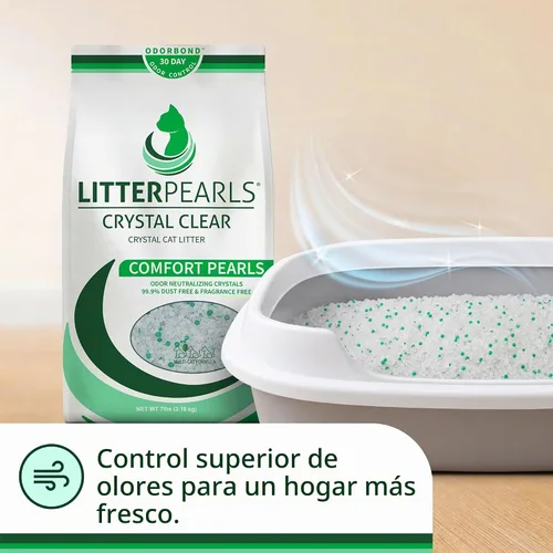 Vista 4 de Litter Pearls - Arena para gatos de cristal transparente sin perfume, sin aglutinante con Odorbond, 7 libras