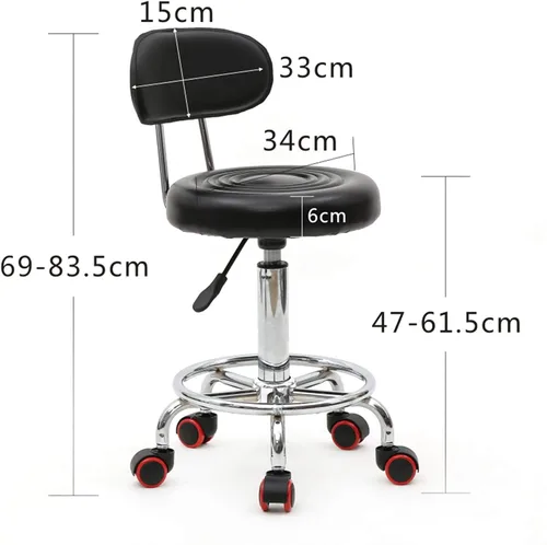 Vista 2 de Taburete giratorio para salón con soporte de espalda, taburete hidráulico ajustable con respaldo para masaje de belleza peluquero tatuaje