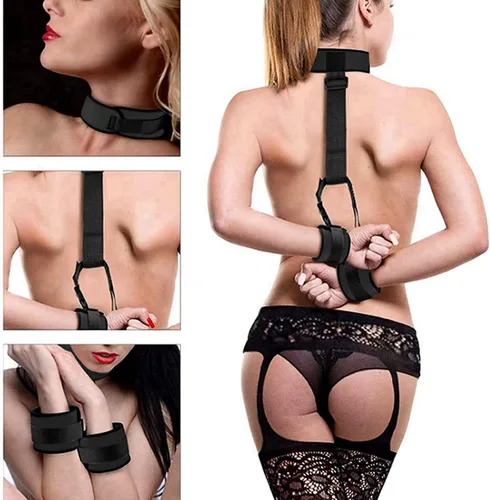 Vista 2 de Bdsm - Kit de restricciones para cama sexual, correas de amarre sexual para tobillos y muñecas, juego de esposas para adultos, adultos, pulseras