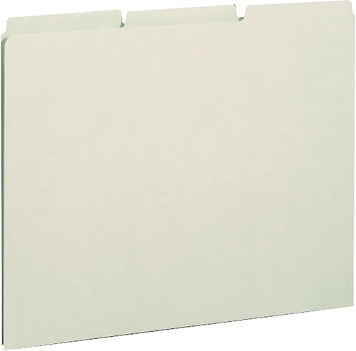 Vista 3 de Smead Guías de cartón prensado, pestaña de corte 1/3 (en blanco), tamaño carta, gris/verde, 100 por caja (50334)