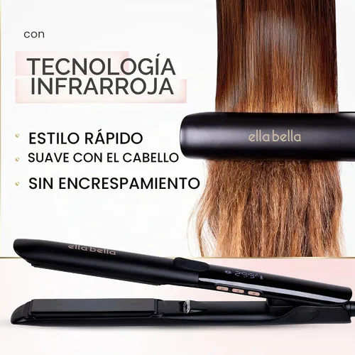 Vista 4 de ELLA BELLA® Titanium Flat Iron Hair Straightener Slim with Infrared Negro