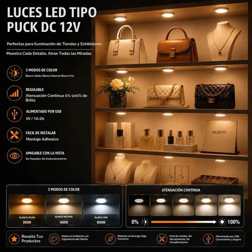 Vista 9 de Luces LED inteligentes de disco con control de aplicación, iluminación de gabinete regulable con Bluetooth, sincronización de música y función