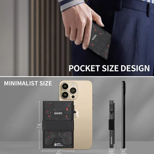 Vista 77 de Cartera delgada de aluminio para hombre, placa trasera expandible duradera, bloqueo RFID, billetera desplegable de metal minimalista, con capacidad
