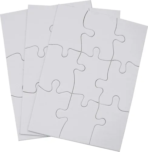 Vista 8 de Inovart Lil' Ones - Rompecabezas de 4 piezas en blanco, 12 rompecabezas por paquete, 4 x 4 pulgadas, blanco