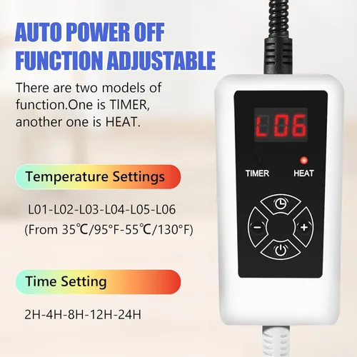 Vista 2 de RIOGOO Almohadilla térmica para mascotas, almohadilla térmica eléctrica para perros y gatos con temporizador, manta térmica para perros con 6 Azul