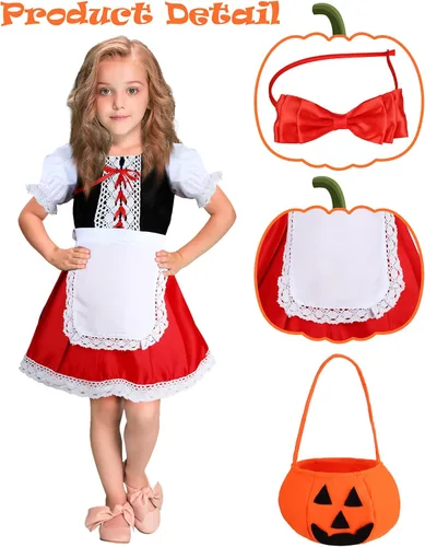 Vista 3 de Conjunto de disfraz de capucha para montar con capucha roja para cosplay con capa y diadema para niñas