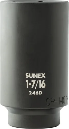 Vista 3 de SUNEX TOOLS 2641, Juego de llaves de vaso de impacto profundo de 1/2 pulgada, 19 piezas, SAE, 3/8" - 1-1/2", acero de aleación Cr-Mo, diseño