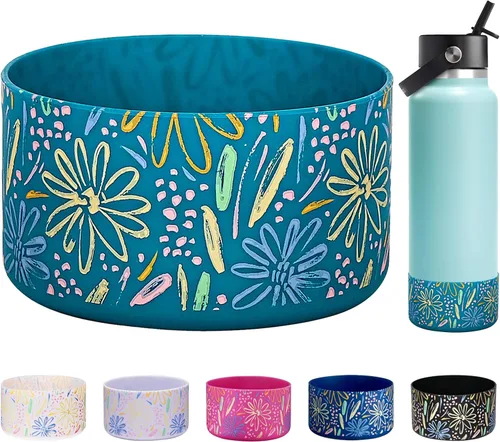 Vista 21 de WK IEASON Base protectora de silicona para botellas Hydro Flask de 12 a 24 onzas de ancho y boca estándar, funda antideslizante para accesorios de 2