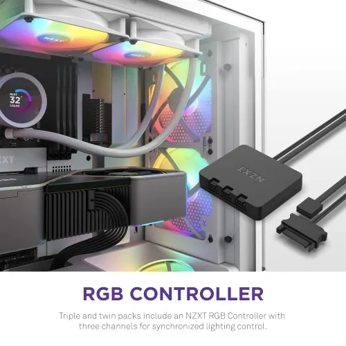 Vista 8 de F140RGB Core - Ventilador RGB de 5.512 in - Paquete doble con controlador RGB - Blanco