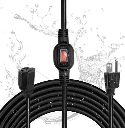 Vista 11 de Iron Forge Cable Cable de extensión blanco de 3 pies para exteriores con interruptor en línea impermeable IP65 de encendido/apagado, interruptor