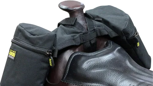 Vista 3 de TrailMax Bolsas medianas con pompa de caballo para tu silla de montar occidental; bolsas aisladas para caballos; bolsa de sillín para cámara
