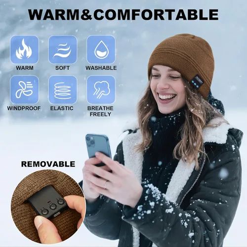 Vista 96 de Rotibox - Gorro inalámbrico con Bluetooth para deportes al aire libre, regalo de Navidad.