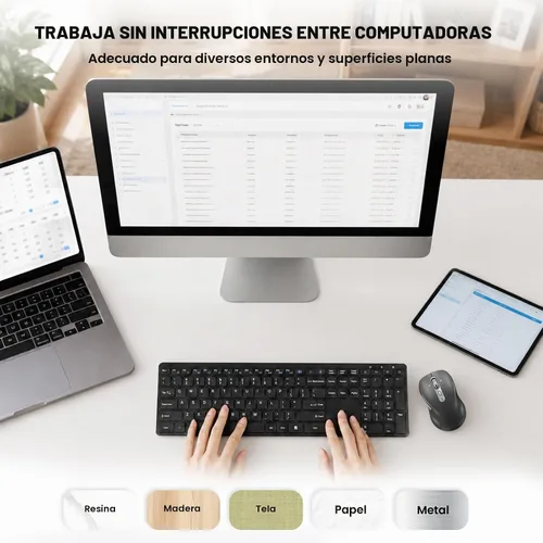 Vista 7 de Ratón Bluetooth inalámbrico, mouse Ergo para computadora multidispositivo, desplazamiento estupendo de metal de 4 vías, ± 3200 DPI, 10 botones, Plug