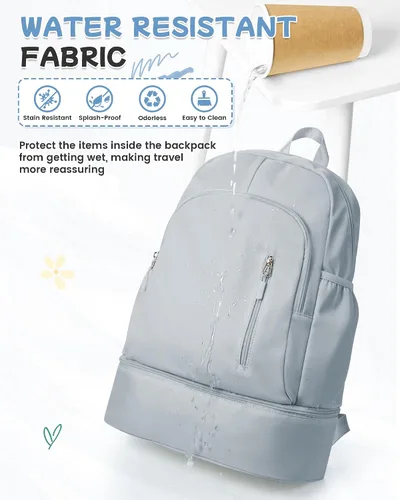 Vista 7 de BJLFS Mochila de gimnasio para mujeres y hombres con compartimento expandible para zapatos, mini mochila plegable para exteriores, bolsa