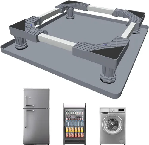 Vista 7 de Mini soporte para refrigerador con bandeja de goteo de silicona, base ajustable universal con 4 pies fuertes, mini alfombrilla de 23.6 x 23.6 Negro