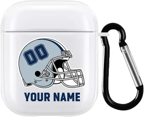 Vista 17 de Funda de casco de fútbol con nombre y número para Apple AirPods de 2ª y 1ª generación, regalo personalizado para fanáticos de los deportes de Arizona