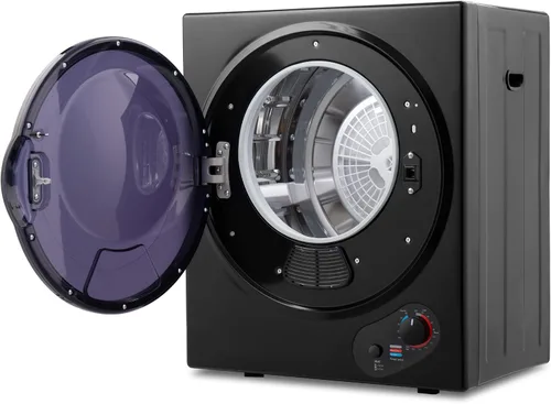 Vista 2 de Secadora de ropa portátil, 120 V/850 W, sensor de humedad inteligente, panel de control LCD, calefacción, secadora de ropa con tambor de acero