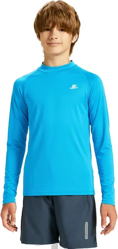 Vista 10 de DEVOROPA Youth Boys Compression Thermal Shirt Long Sleeve Kids Fleece Baselayer Soccer Baseball Undershirt Slim/Regular/Husky Cuello redondo-negro