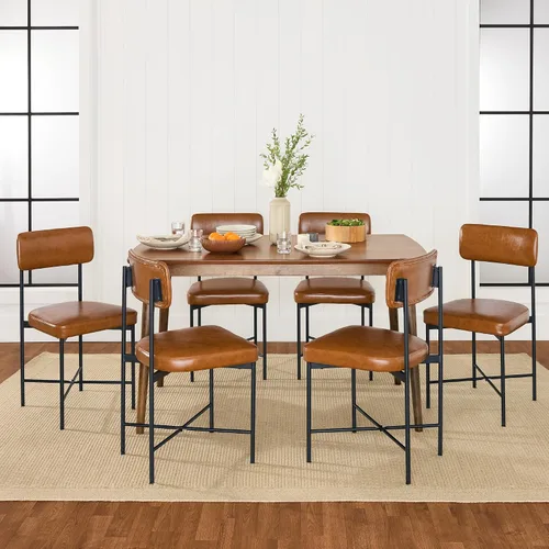 Vista 8 de Best Choice Products Juego de 2 sillas de comedor de piel sintética, altura estándar, cojines acolchados con marco de metal para cocina y comedor